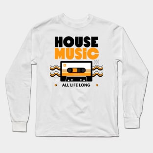 HOUSE MUSIC  - Cassette (Orange/Black) Long Sleeve T-Shirt